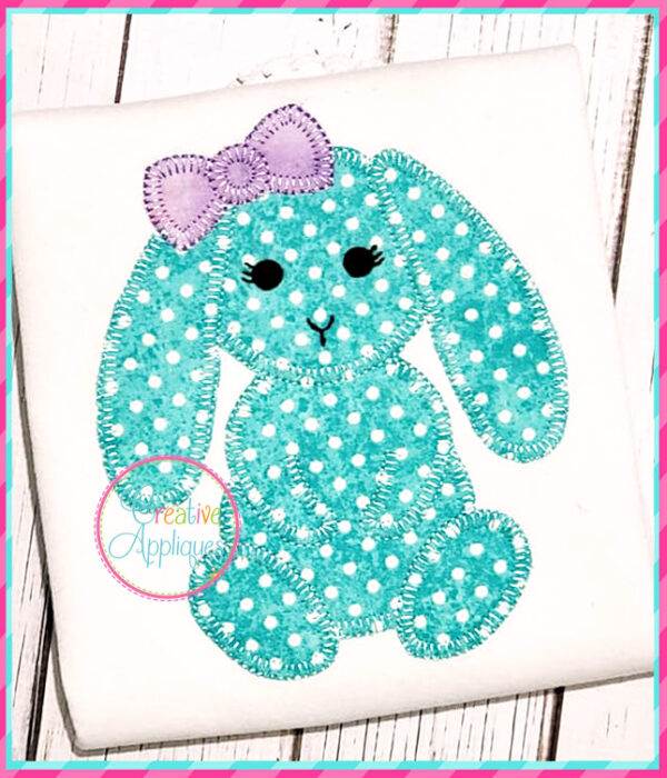 Blanket Stitch Flopped Eared Girl Rabbit Applique - Image 9