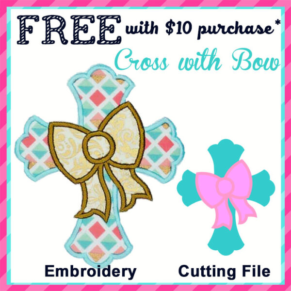 Cross with Bow Applique + SVG