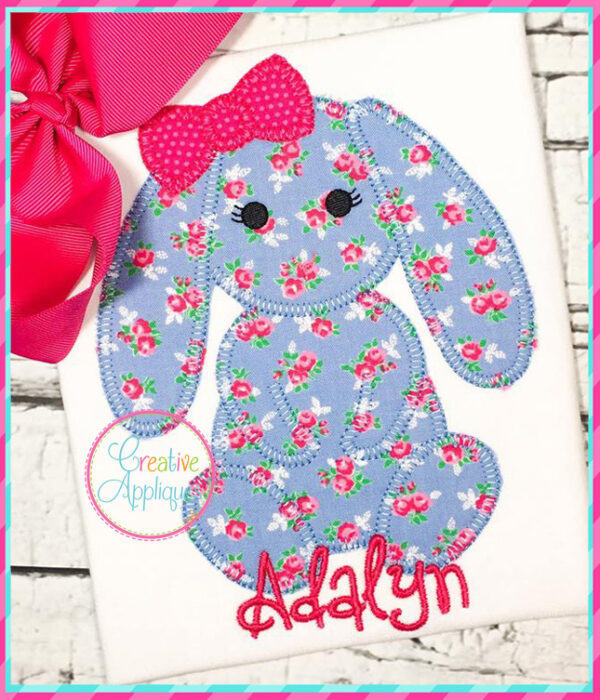 Blanket Stitch Flopped Eared Girl Rabbit Applique - Image 6