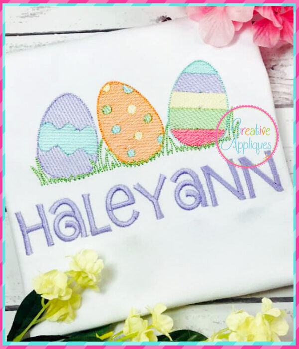 Sketch Stitch Easter Egg Trio Embroidery - Image 2