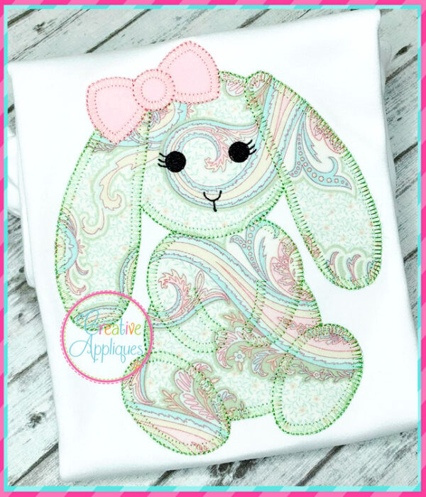 Blanket Stitch Flopped Eared Girl Rabbit Applique - Image 5