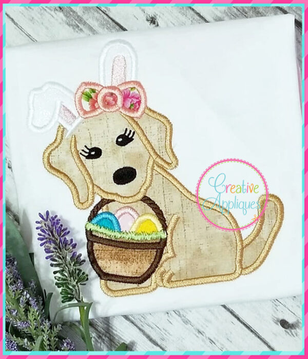 Girl Easter Dog Applique - Image 4