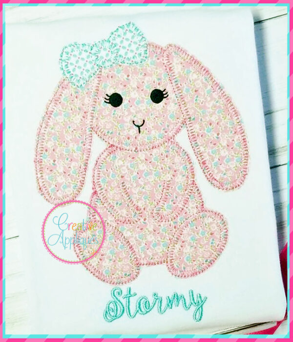 Blanket Stitch Flopped Eared Girl Rabbit Applique - Image 3