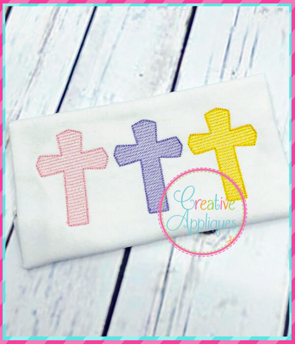 Sketch Stitch Cross Trio Embroidery - Image 2