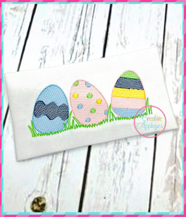 Sketch Stitch Easter Egg Trio Embroidery - Image 3