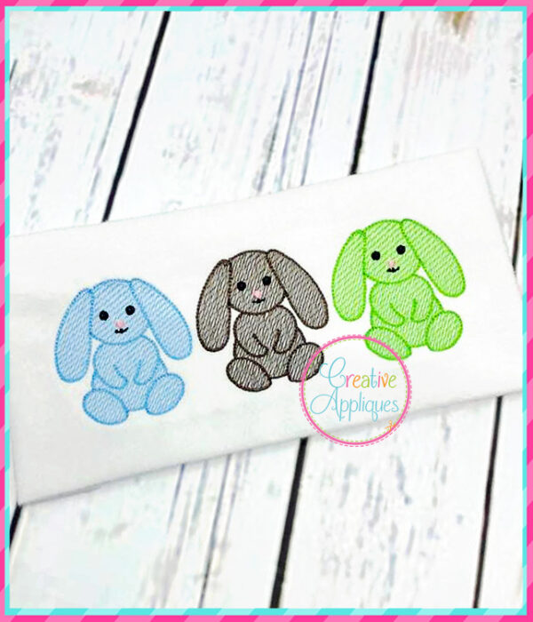 Sketch Stitch Floppy Bunny Trio Embroidery - Image 3