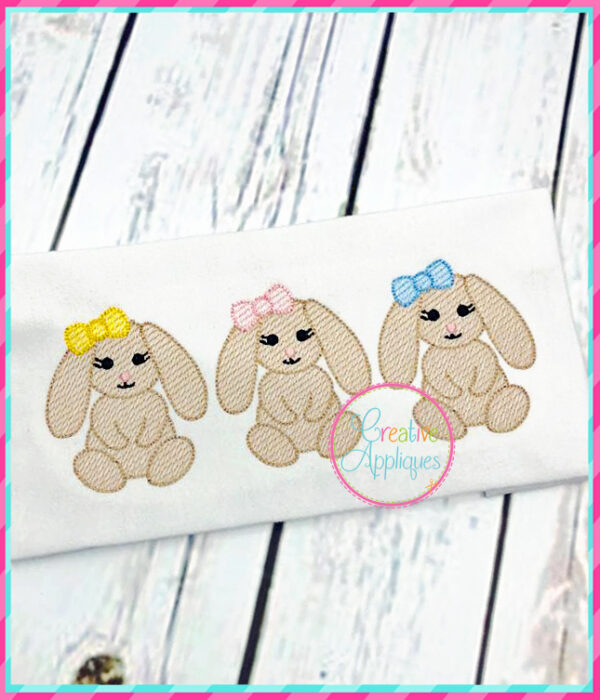 Sketch Stitch Floppy Girl Bunny Trio Embroidery - Image 3