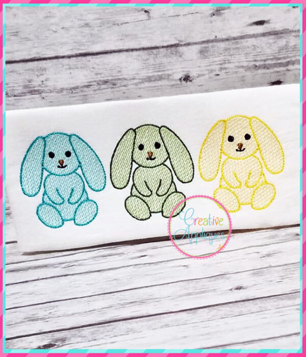 Sketch Stitch Floppy Bunny Trio Embroidery - Image 2