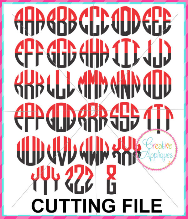 3 Letter Split Circle Monogram Cutting File - Image 2