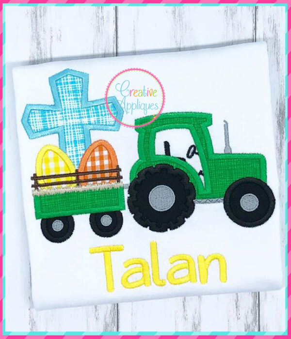 Tractor Cross Eggs Applique