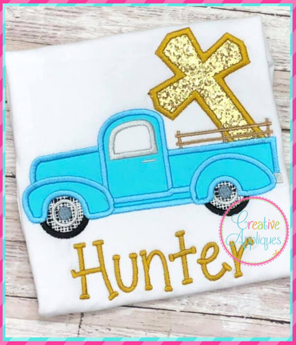 Antique Truck Cross Applique