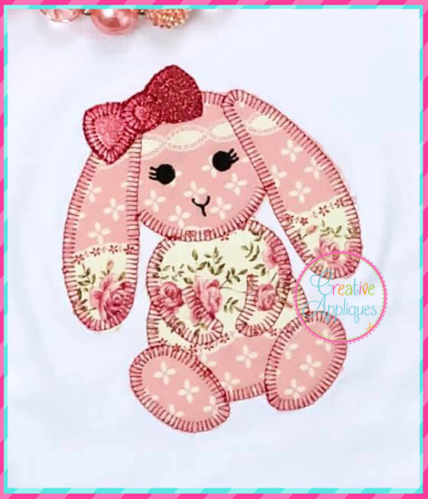 Blanket Stitch Flopped Eared Girl Rabbit Applique