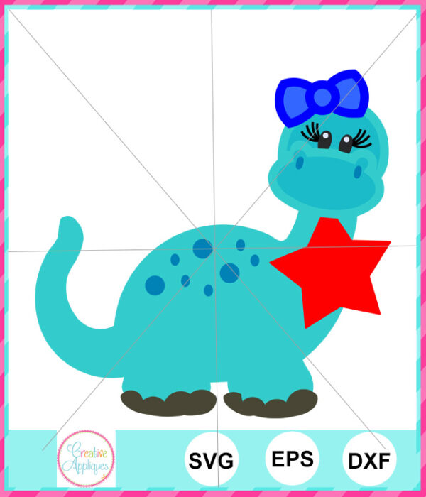 Girl Dinosaur Stars Cutting File