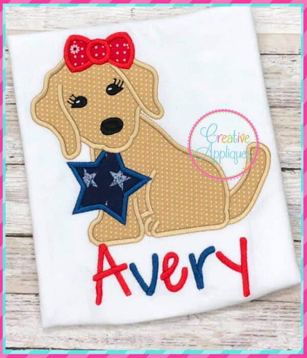 Girl Dog Star Applique