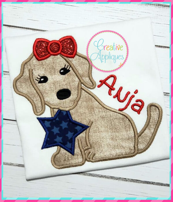 Girl Dog Star Applique - Image 3