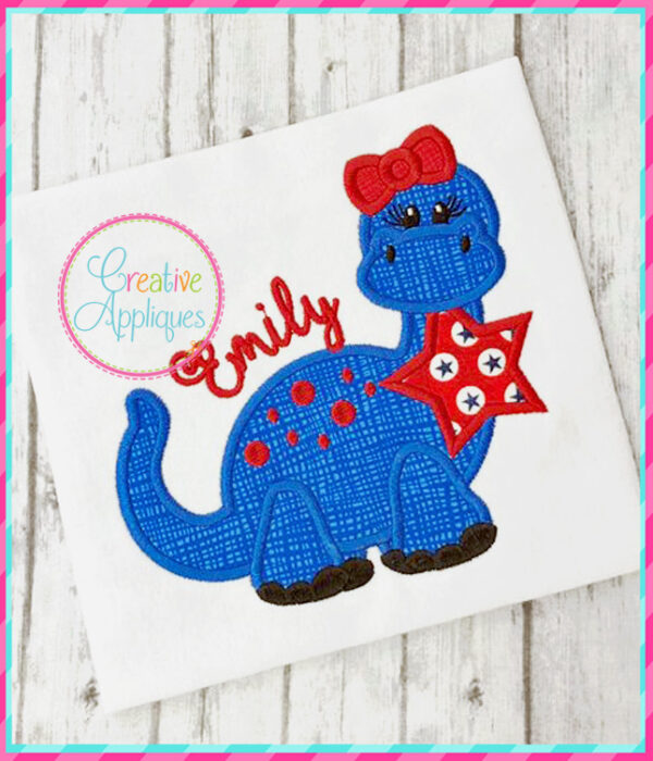 Girl Dinosaur Star Applique - Image 3