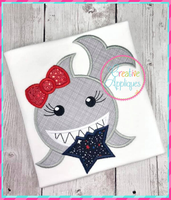 Girl Shark Star Applique