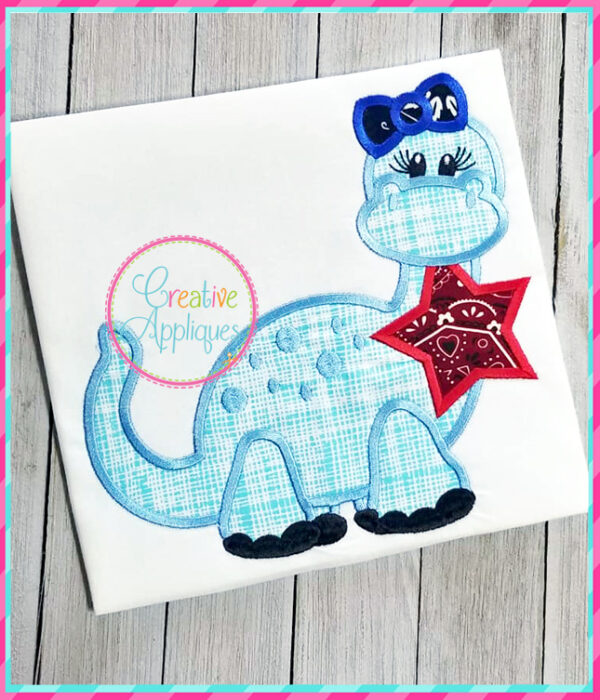 Girl Dinosaur Star Applique