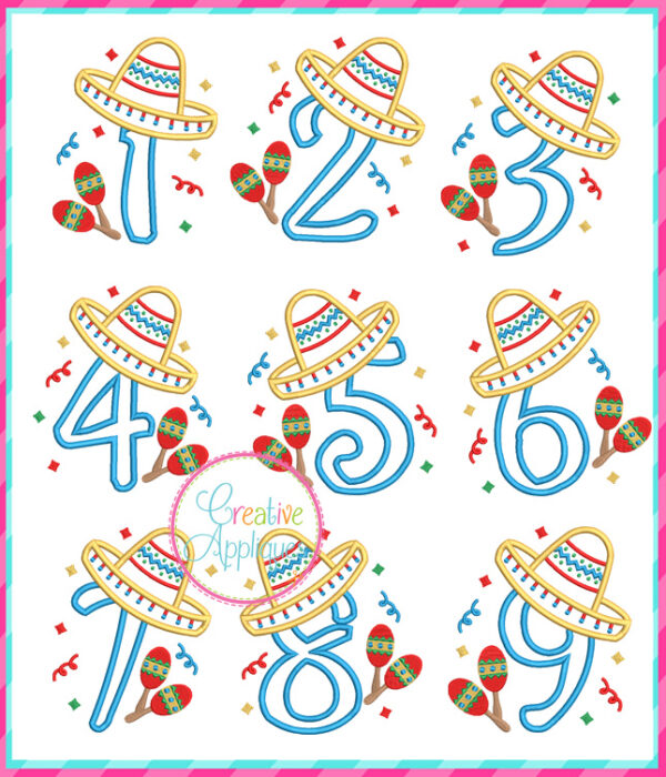 Sombrero Number Set Applique - Image 2