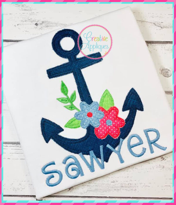 Blanket Stitch Anchor Flowers Applique