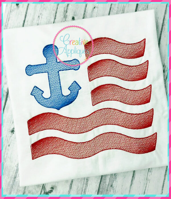 Sketch Flag Anchor Embroidery