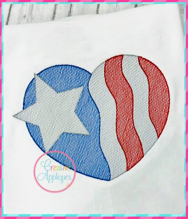 Sketch Heart Flag Embroidery