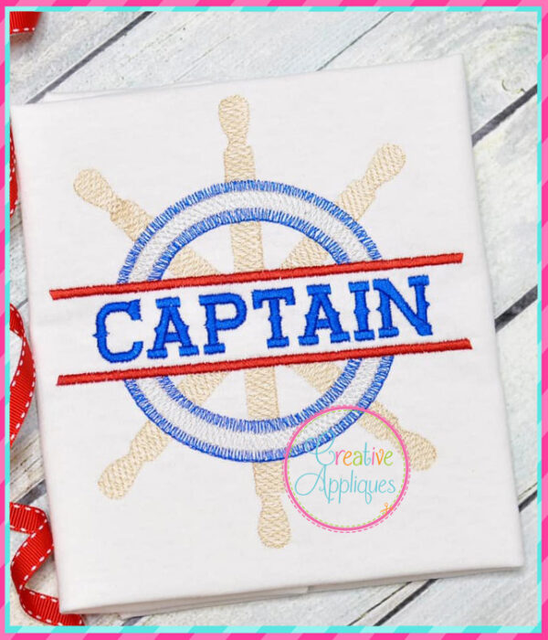 Captain Ship Wheel Embroidery - Image 2