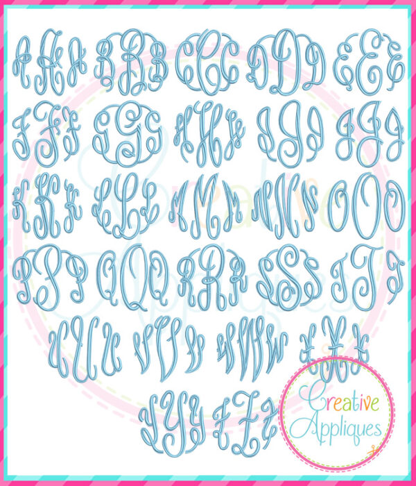 Elegant Circle Monogram Embroidery Font-LARGE - Image 3