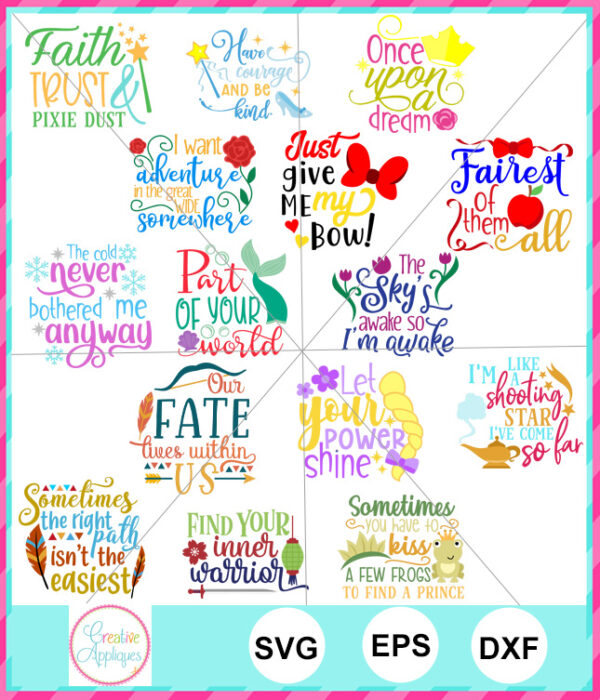 Princess Sayings Cut File Set