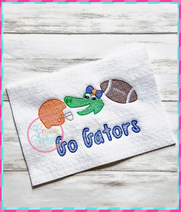 Sketch Stitch Girl Alligator Football Embroidery - Image 3