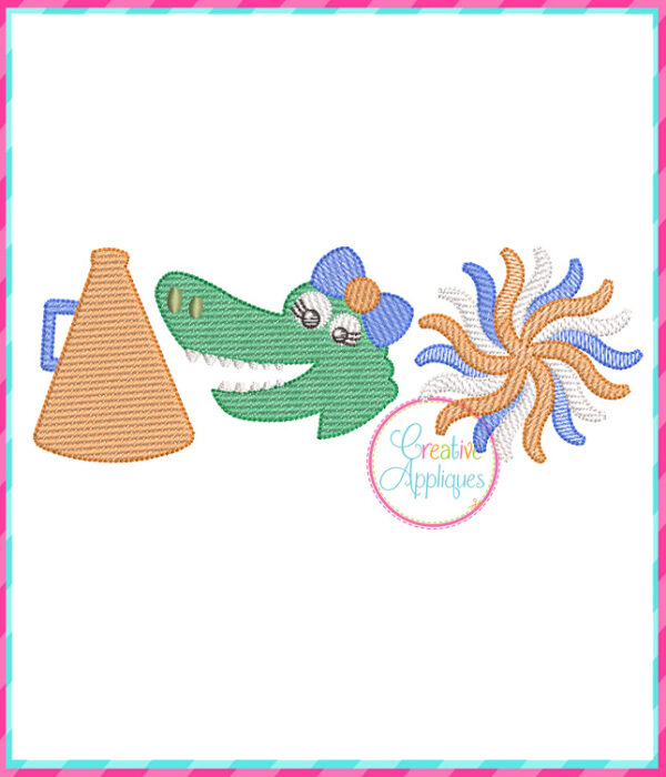 Sketch Stitch Cheer Alligator Embroidery