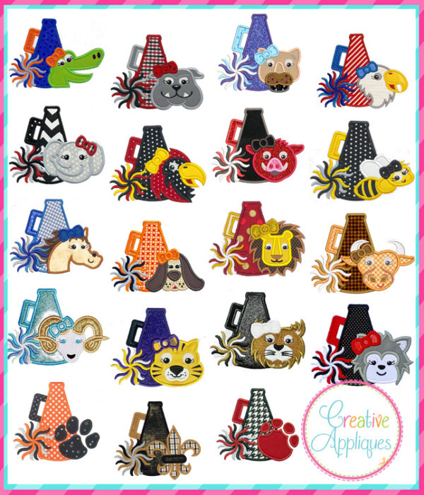 Mascot Cheer Megaphone Applique Set