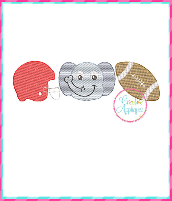 Sketch Stitch Elephant Football Embroidery