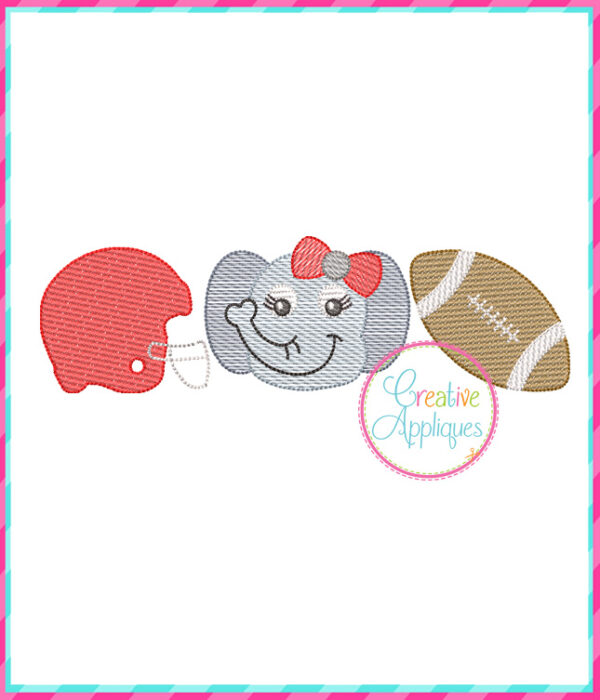 Sketch Stitch Girl Elephant Football Embroidery