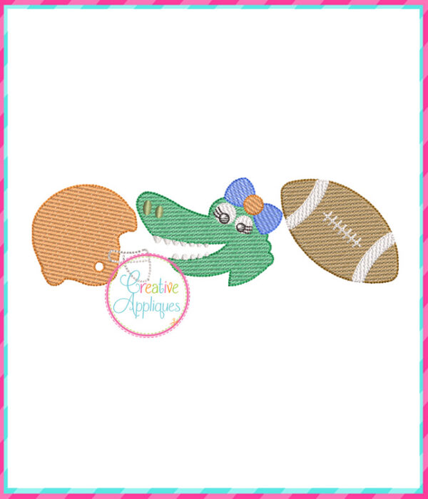 Sketch Stitch Girl Alligator Football Embroidery