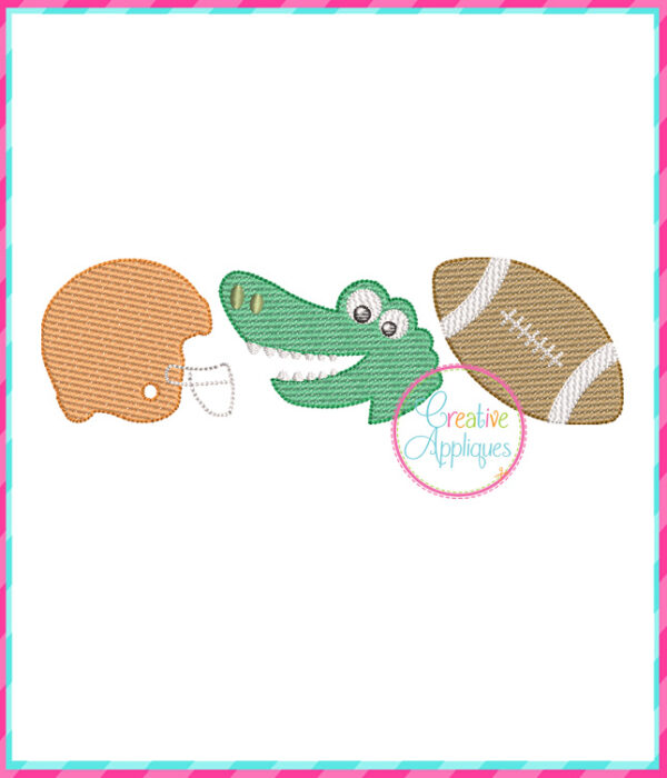 Sketch Stitch Alligator Football Embroidery