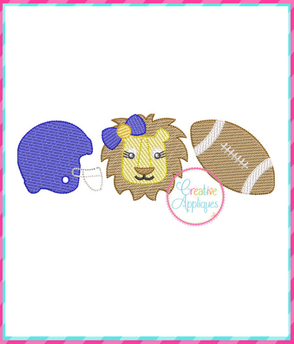 Sketch Stitch Girl Lion Football Embroidery