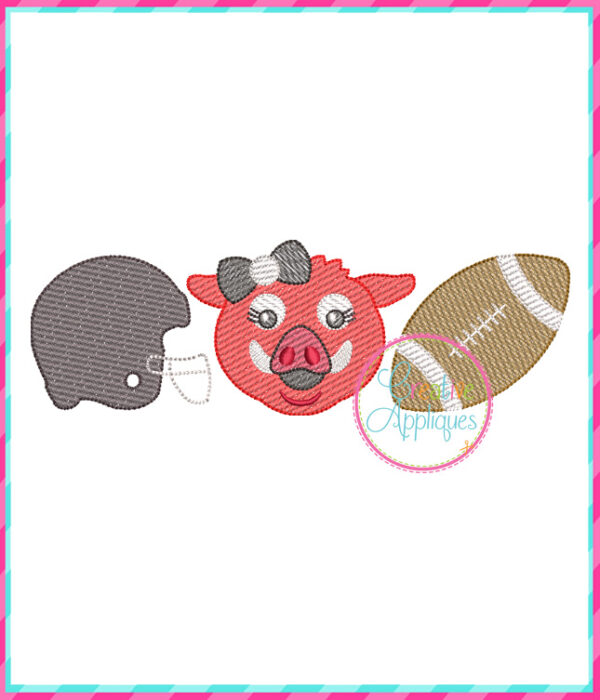 Sketch Stitch Girl Hog Football Embroidery