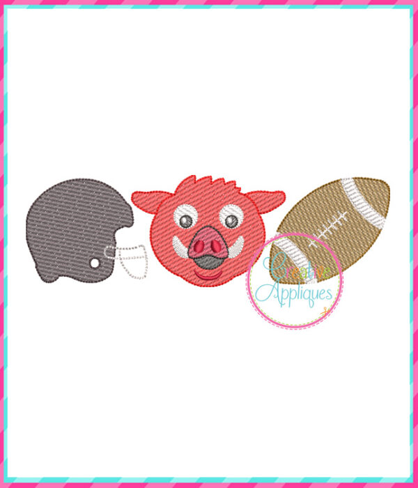 Sketch Stitch Hog Football Embroidery