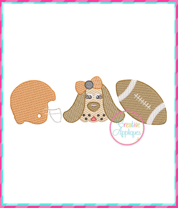 Sketch Stitch Girl Hound Dog Football Embroidery