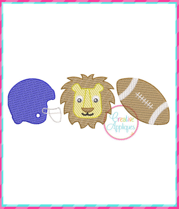 Sketch Stitch Lion Football Embroidery