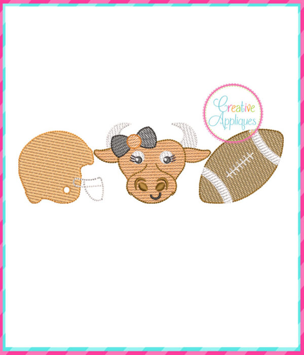 Sketch Stitch Girl Longhorn Football Embroidery