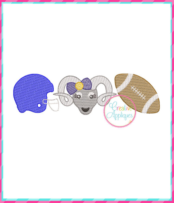 Sketch Stitch Girl Ram Football Embroidery