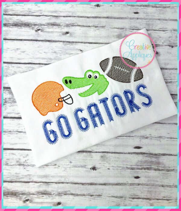 Sketch Stitch Alligator Football Embroidery - Image 2