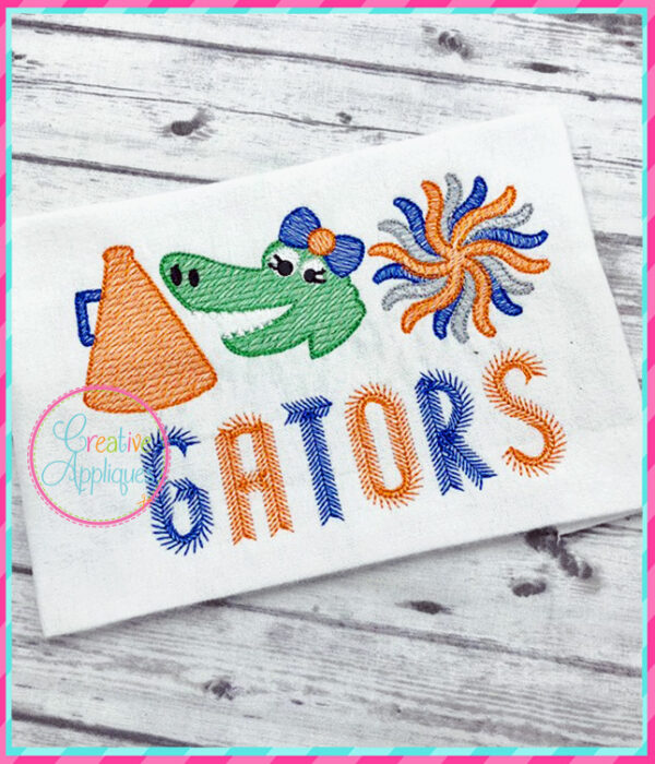 Sketch Stitch Cheer Alligator Embroidery - Image 2