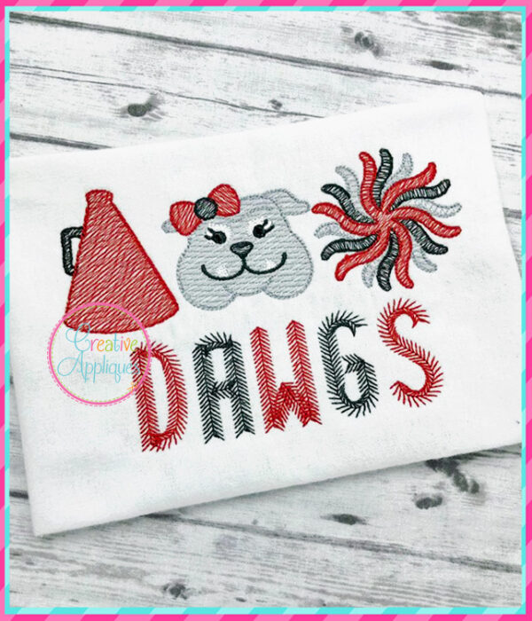 Sketch Stitch Cheer Bulldog Embroidery - Image 2