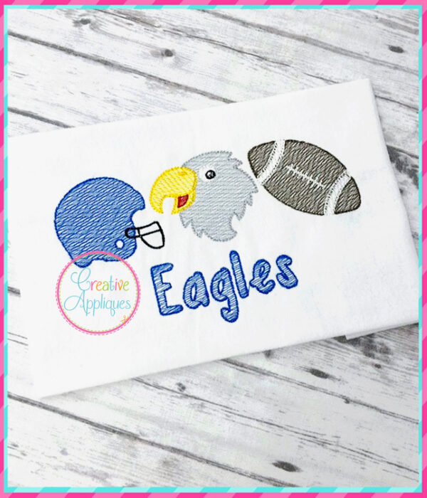 Sketch Stitch Eagle Football Embroidery - Image 2