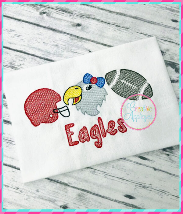 Sketch Stitch Girl Eagle Football Embroidery - Image 2