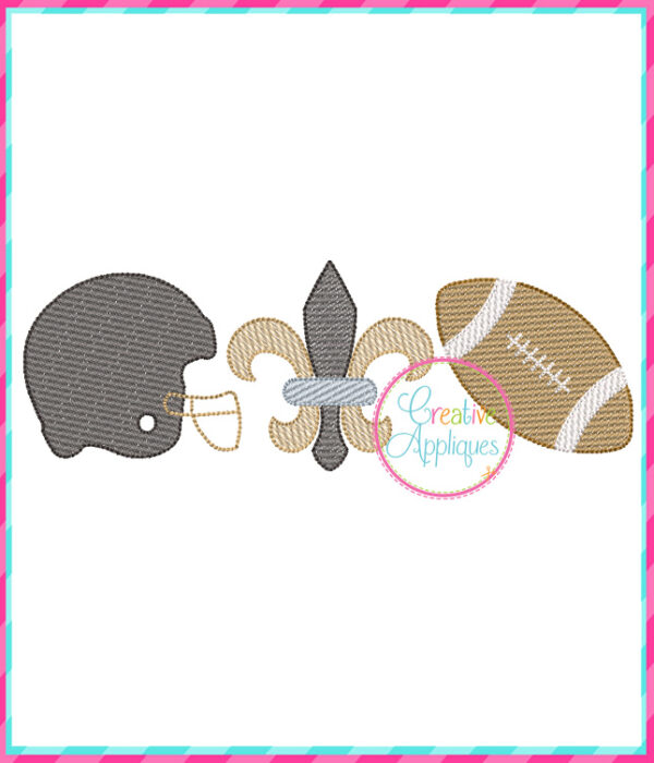 Sketch Stitch Football Fleur De Lis Embroidery