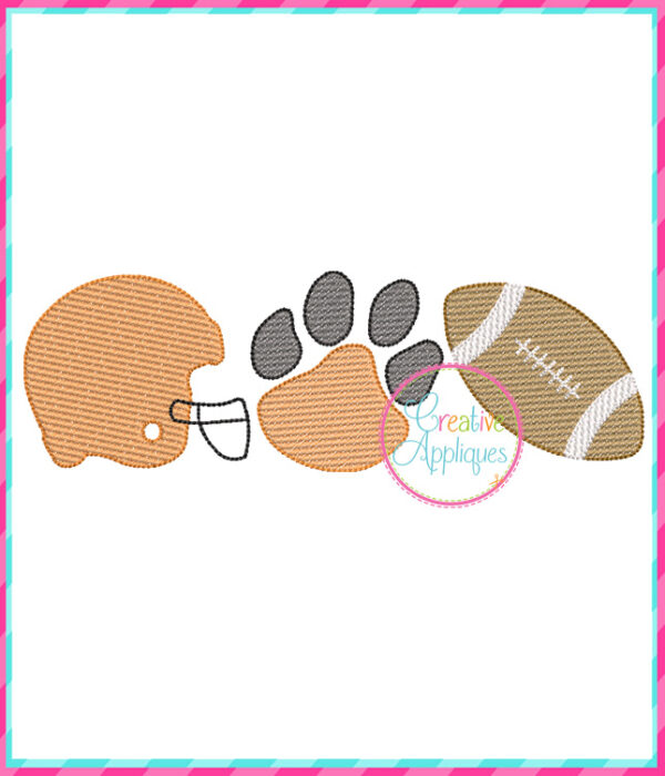 Sketch Stitch Football Tiger Paw Embroidery